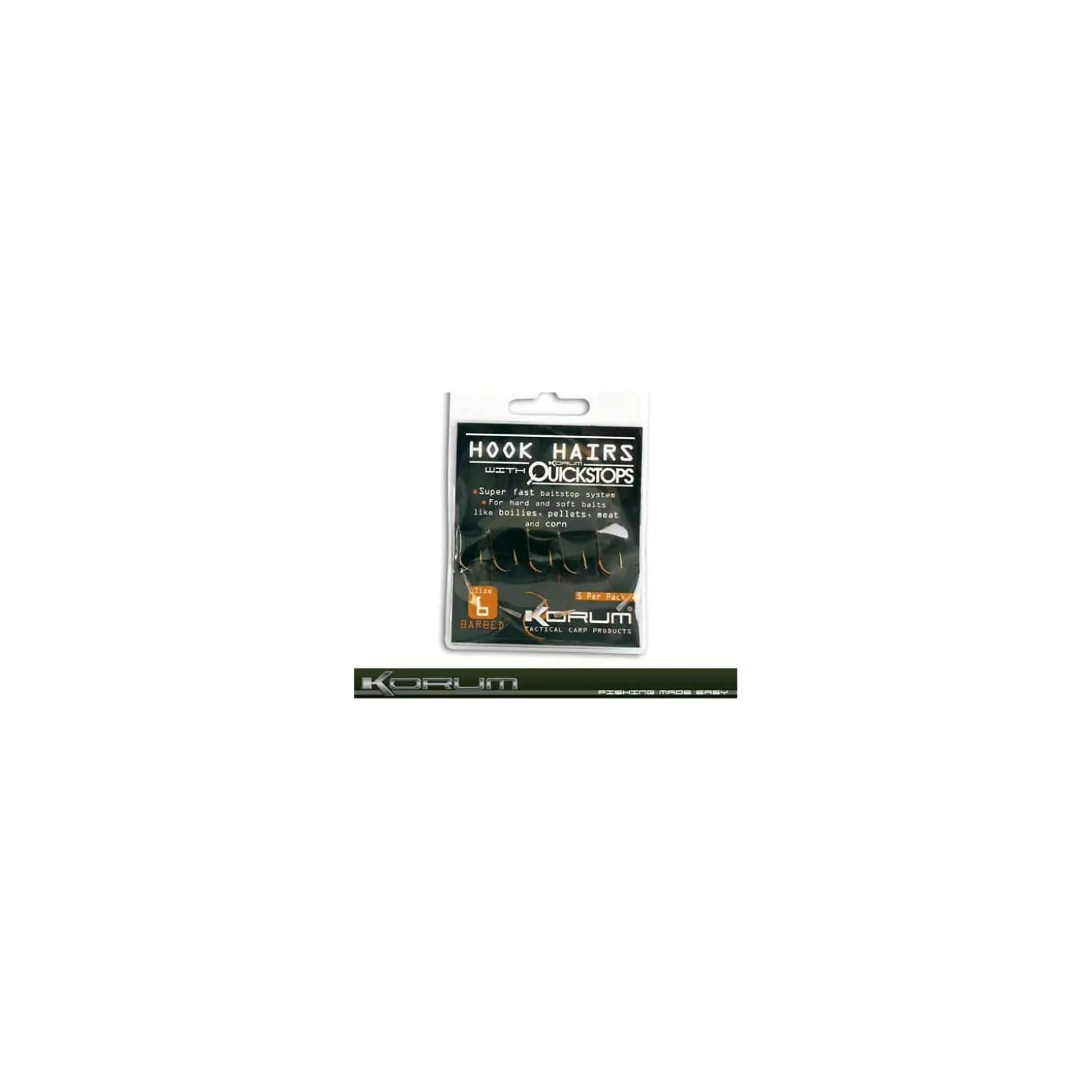 Korum Hook Hair Haken mit Quickstops Gr. 6
