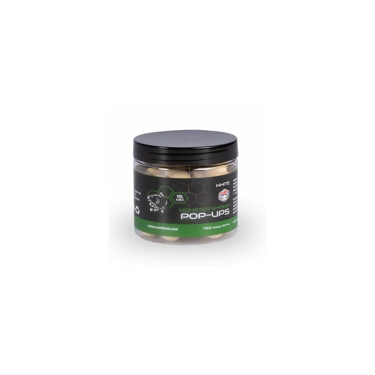 Nash Bait Monster Shrimp Pop Ups 75 g White 12 mm