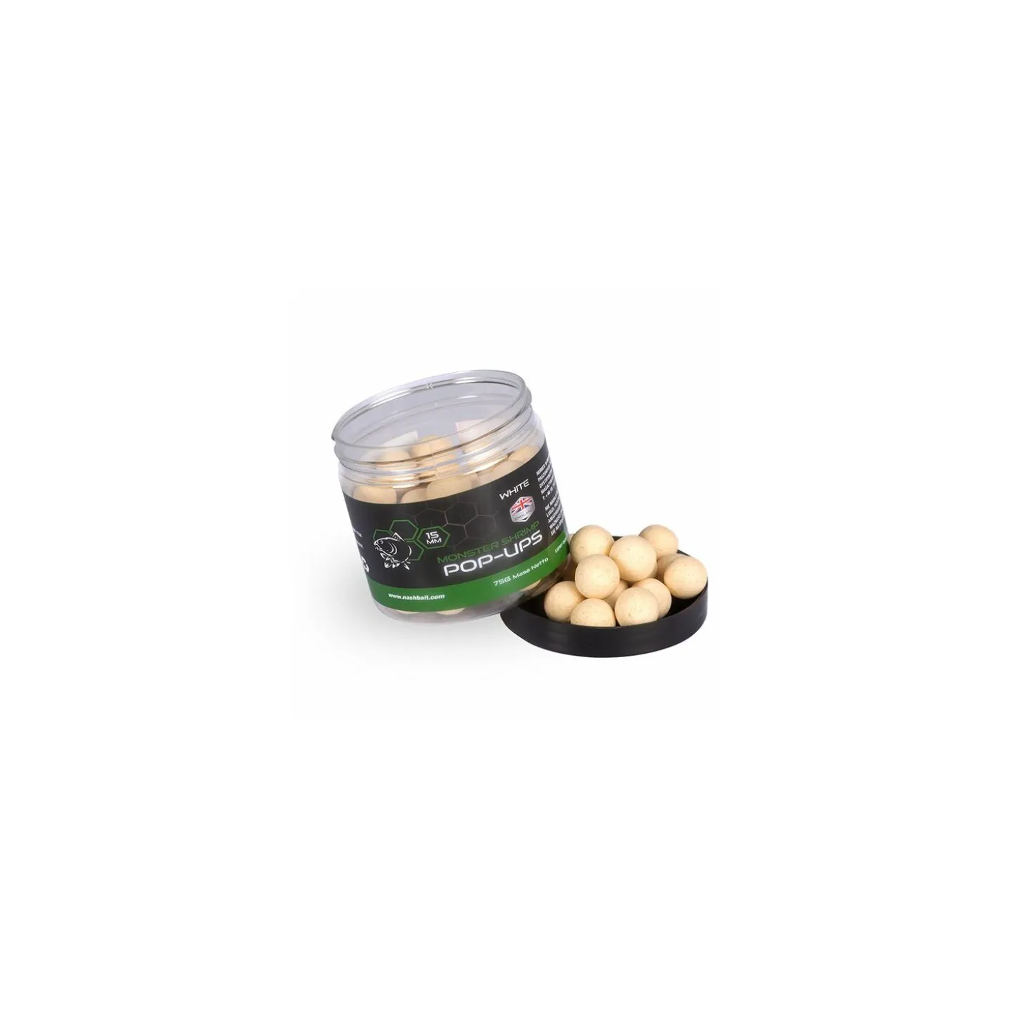 Nash Bait Monster Shrimp Pop Ups 75 g White 12 mm