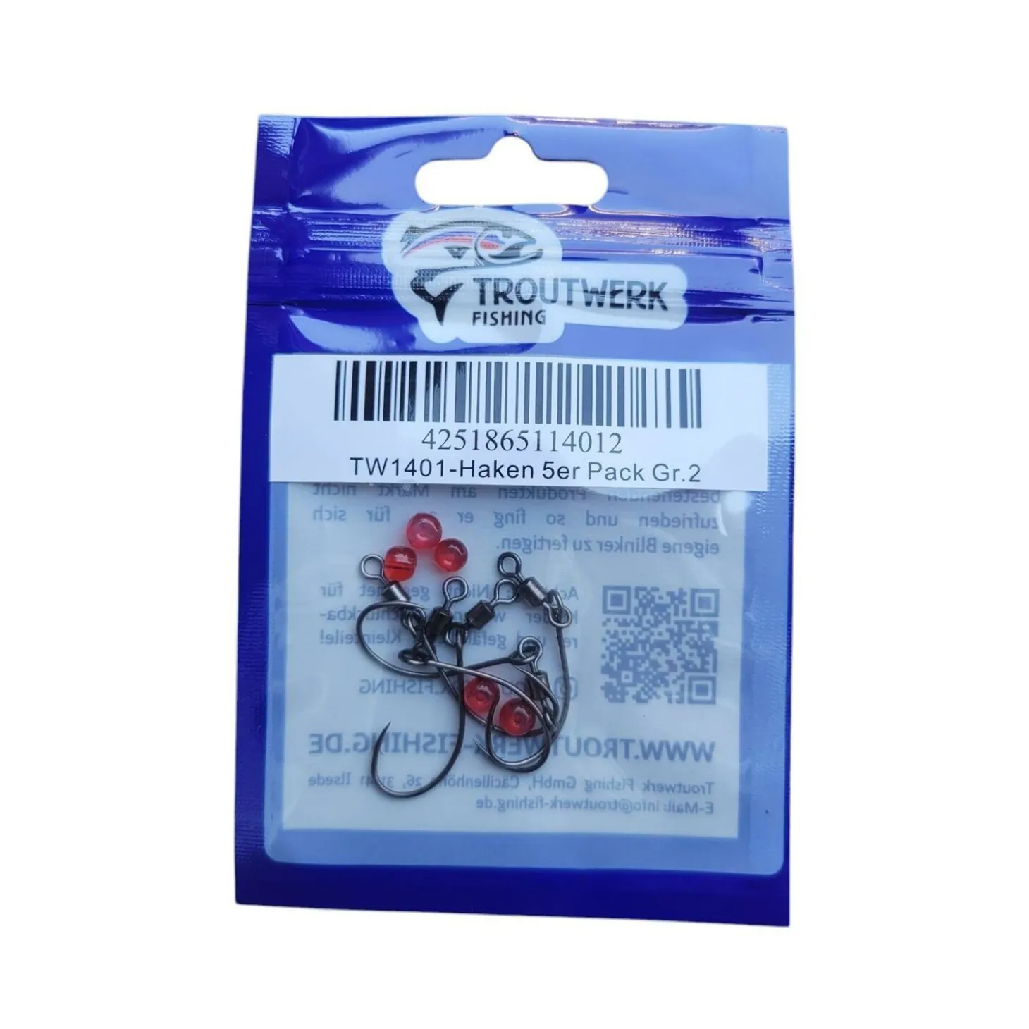 Troutwerk Haken mit Wirbel + Perlen - Haken 5er Pack